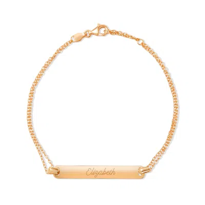 Evesaddiction Engravable Name Bar Bracelet - Rose Gold In Gold
