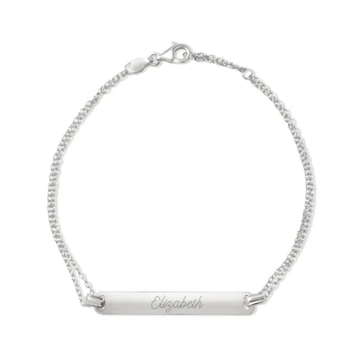 Evesaddiction Engravable Name Bar Bracelet - Silver In Silver