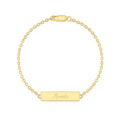 Evesaddiction Engravable Petite Name Bar Bracelet In Gold
