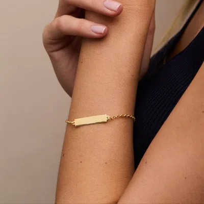 Evesaddiction Engravable Petite Name Bar Bracelet In Gold