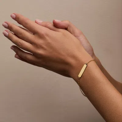 Evesaddiction Engravable Petite Name Bar Bracelet In Gold