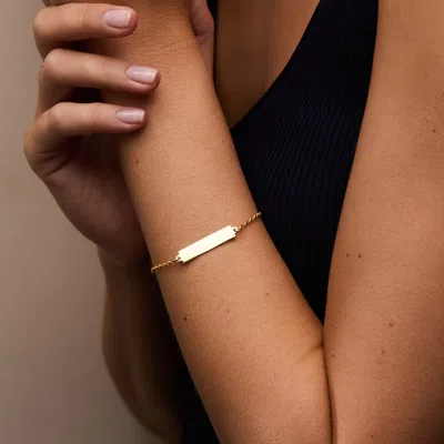 Evesaddiction Engravable Petite Name Bar Bracelet In Gold