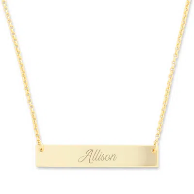 Evesaddiction Engravable Petite Name Bar Necklace In Gold