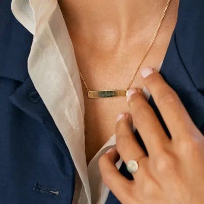 Evesaddiction Engravable Petite Name Bar Necklace In Gold