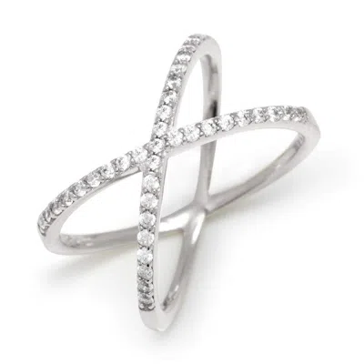 Evesaddiction Cz X Ring - Silver / 5 In Metallic