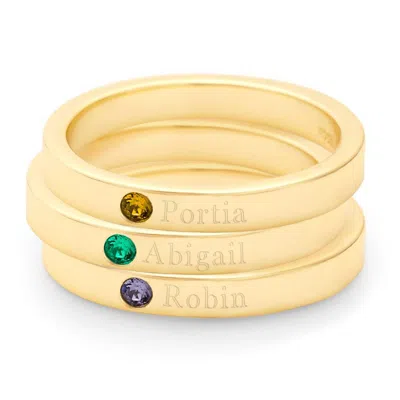 Evesaddiction Custom Stacking Name And Birthstone Ring In Gold