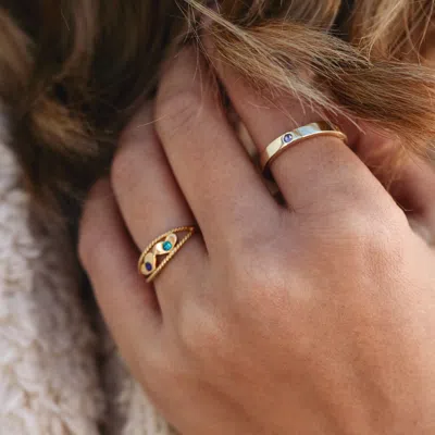 Evesaddiction Custom Stacking Name And Birthstone Ring In Gold