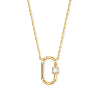 Evesaddiction Carabiner Vertical Charm Necklace In Gold