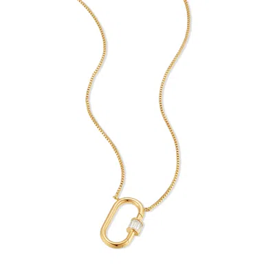 Evesaddiction Carabiner Vertical Charm Necklace In Gold
