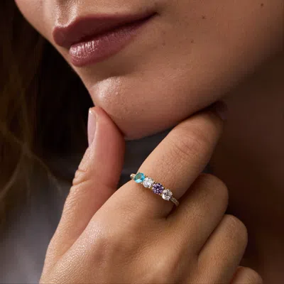 Evesaddiction Custom Birthstone Pave Band Eternity Ring In Metallic