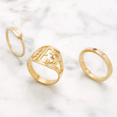 Evesaddiction Engravable Bar Ring In Gold