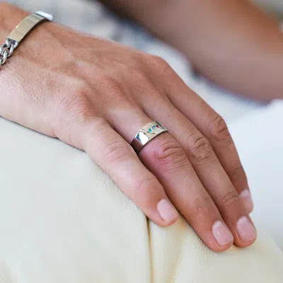 Evesaddiction Men's Custom Family Birthstone Ring In Silver