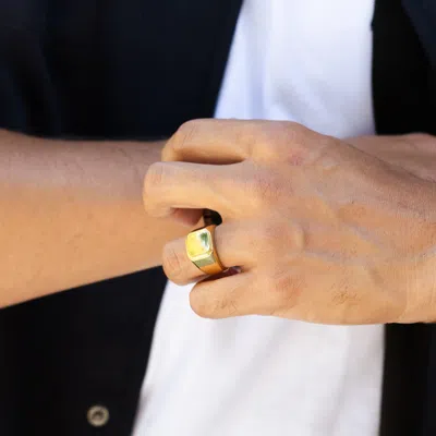Evesaddiction Men's Engravable Stainless Steel Square Signet Ring In Gold