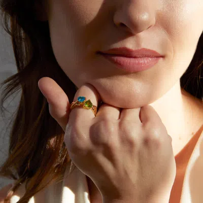 Evesaddiction Custom 2 Heart Birthstone Infinity Ring In Gold