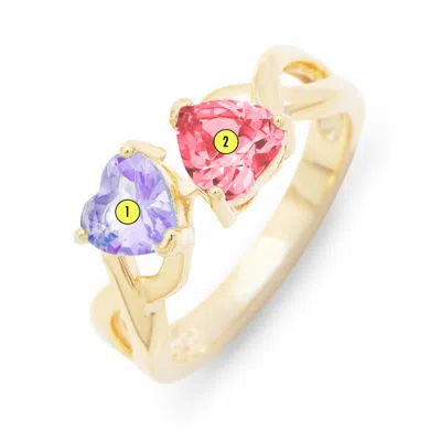 Evesaddiction Custom 2 Heart Birthstone Infinity Ring In Gold