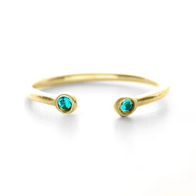 Evesaddiction Custom Birthstone Petite Cuff Ring In Gold