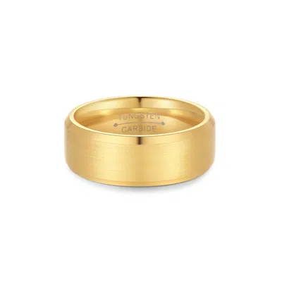 Evesaddiction Men's Engravable Brushed Tungsten Ring In Gold