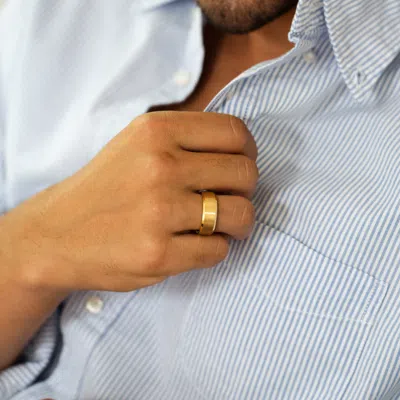 Evesaddiction Men's Engravable Brushed Tungsten Ring In Gold