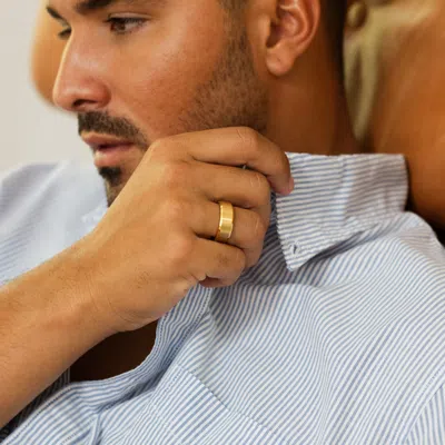 Evesaddiction Men's Engravable Brushed Tungsten Ring In Gold