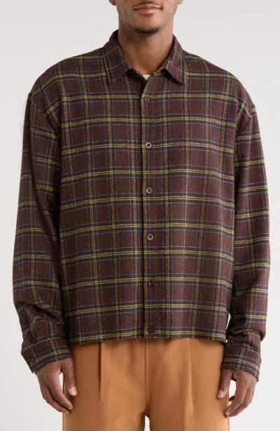 Santo Studio Scobello Plaid Flannel Button-up Shirt In Brown