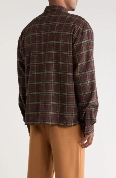 Santo Studio Scobello Plaid Flannel Button-up Shirt In Brown