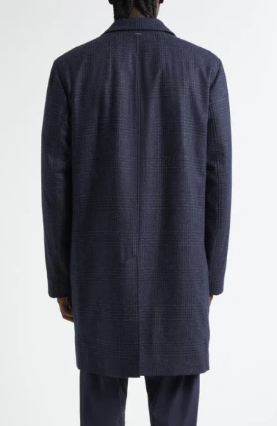 Herno Glen Plaid Water Resistant Wool & Silk Tweed Topcoat In Blue
