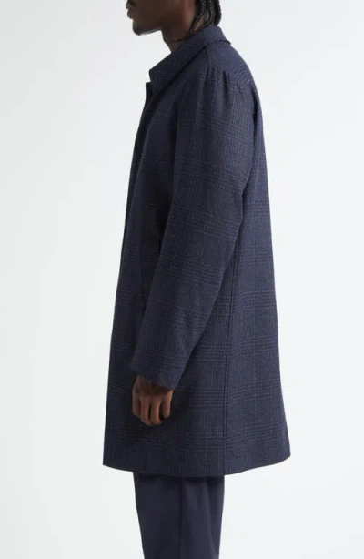 Herno Glen Plaid Water Resistant Wool & Silk Tweed Topcoat In Blue