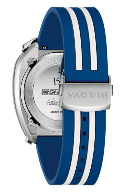 Bulova Shelby Chronograph Rubber Strap Watch, 43mm In Blue