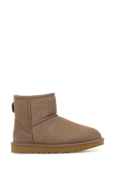 Ugg Classic Mini Ii Suede Boots With Shearling Lining In Brown