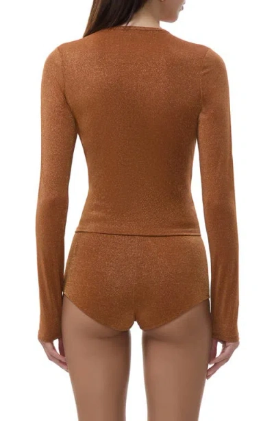 Afrm Linda Metallic Cardigan In Brown