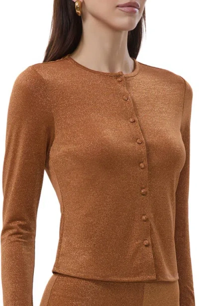Afrm Linda Metallic Cardigan In Brown