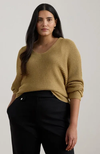 Ralph Lauren Lauren  Metallic Dolman Sweater In Brown