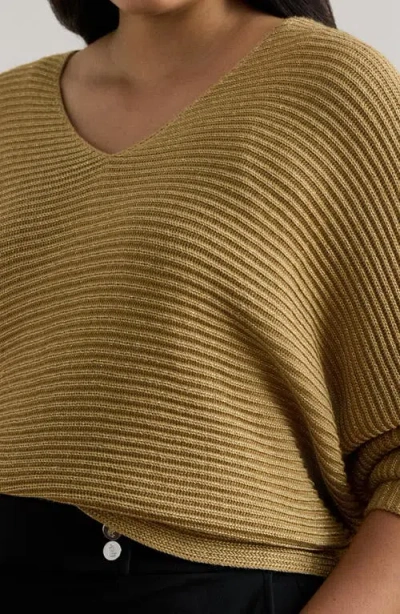 Ralph Lauren Lauren  Metallic Dolman Sweater In Brown