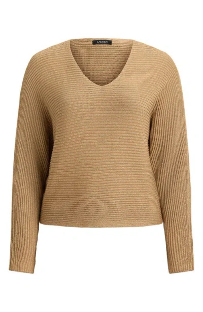 Ralph Lauren Lauren  Metallic Dolman Sweater In Brown
