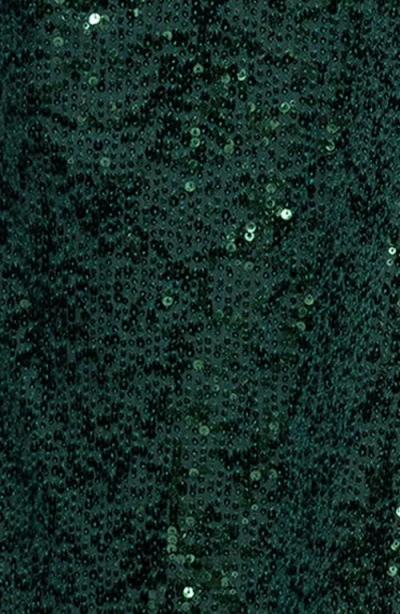 Betsy & Adam Sequin Collar Long Sleeve Gown In Green