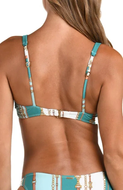 L'agence Lexie Belt Stripe Bikini Top In Green
