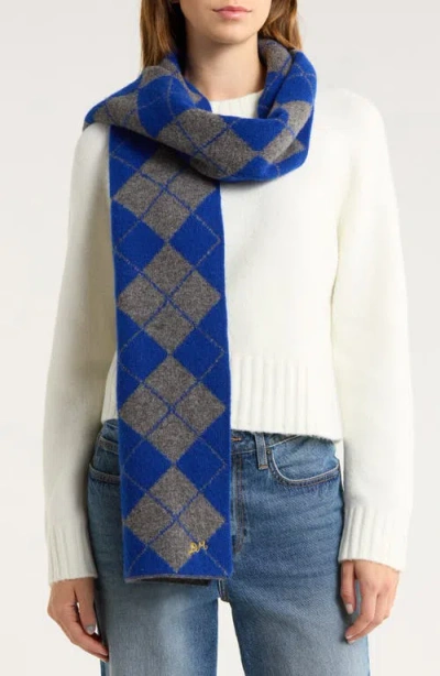 Damson Madder Saskia Argyle Wool Scarf In Blue