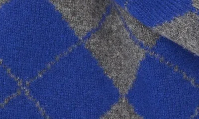 Damson Madder Saskia Argyle Wool Scarf In Blue