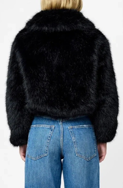 French Connection Rena Faux Fur Crop Jacket In Black