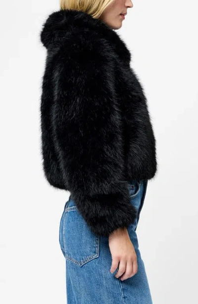 French Connection Rena Faux Fur Crop Jacket In Black