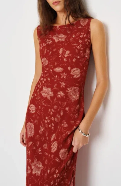Reformation Prescott Floral-print Chiffon Maxi Dress In Red