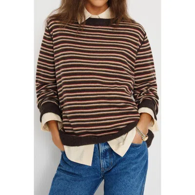 Reformation Womens Compost Multi Stripe Boyfriend Stripe-print Cashmere Jumper Xl