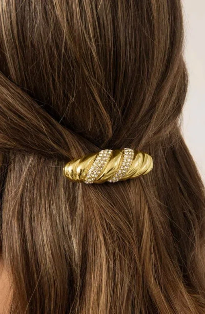 Ettika Pave Croissant Hair Barrette In Gold