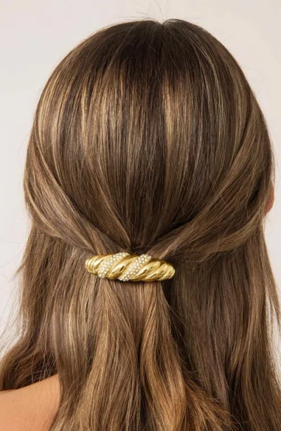 Ettika Pave Croissant Hair Barrette In Gold