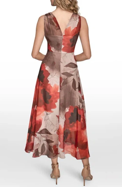 Donna Karan New York Floral Print Faux Wrap Dress In Multi