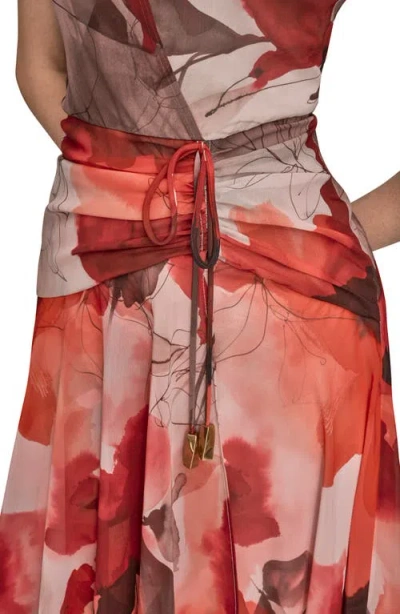 Donna Karan New York Floral Print Faux Wrap Dress In Multi