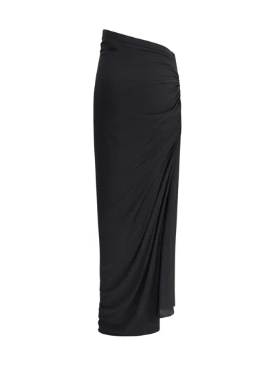 Alaïa Women Gathered Long Skirt In Black