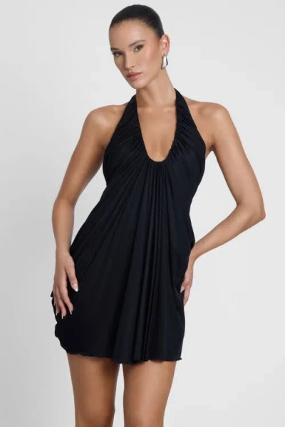 Leau Odyssey Drape Mini Dress In Black