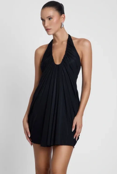 Leau Odyssey Drape Mini Dress In Black
