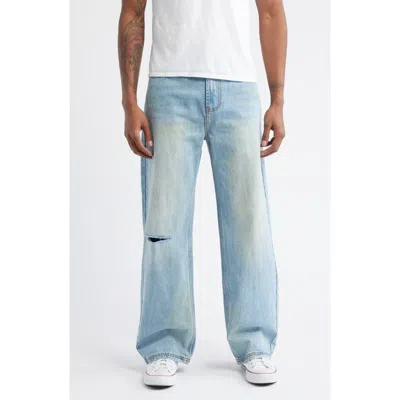 Elwood Ripped Baggy Straight Leg Jeans In Blue